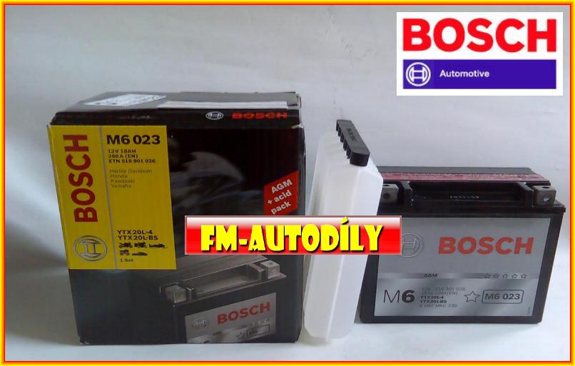 Motobaterie BOSCH 12V 18Ah typ YTX20L-BS Honda Harley Davidson Kawasaki Yamaha