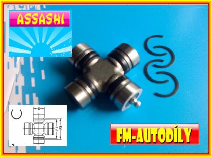 Kříž kardanu 25 x 65 mm ASSASHI Iseki Kubota Mitsubishi Shibaura Yanmar