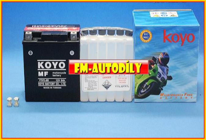 Motobaterie KOYO 12V 6,5Ah typ YTX7L-BS  - automaticky bude dodána baterie FIAMM !
