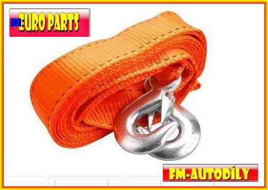 Tažné lano popruh do 3t 4m x 50mm s ocelovými háky EUROPARTS